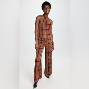 Jonathan Simkhai Katana Halter Twist Blouse Joey Wide Leg Pant Shibori Set NWT M